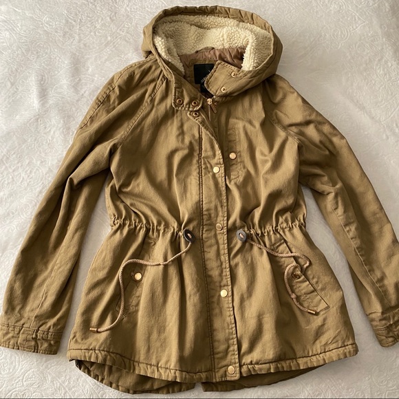 Tan Fleece Anorak Hood Lined Coat - Picture 7 of 11